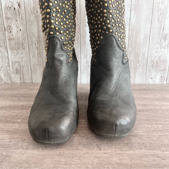 Jeffrey Campbell Studded Western Leather Wedge Boots Size 8.5 - Picture 5 of 8